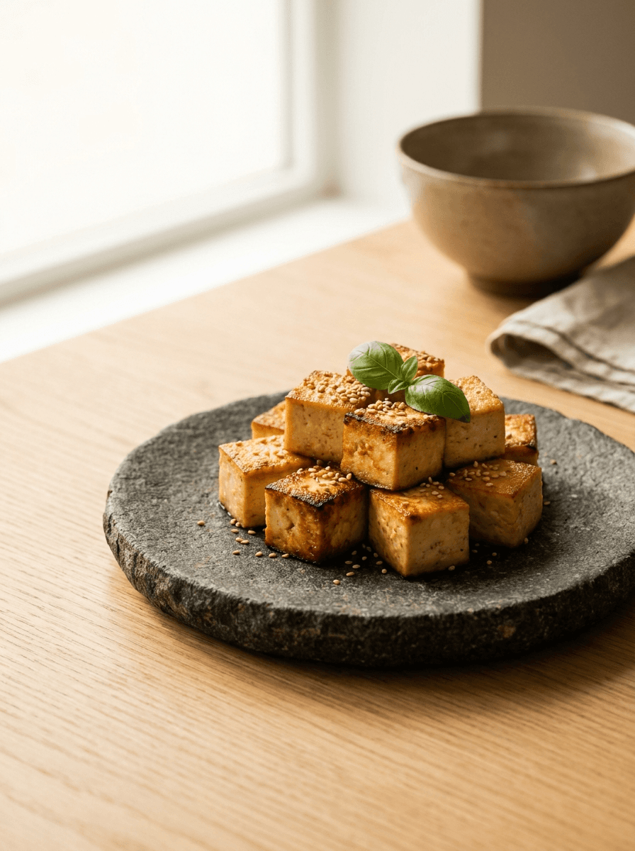 Silken Extra Firm tofu, plated